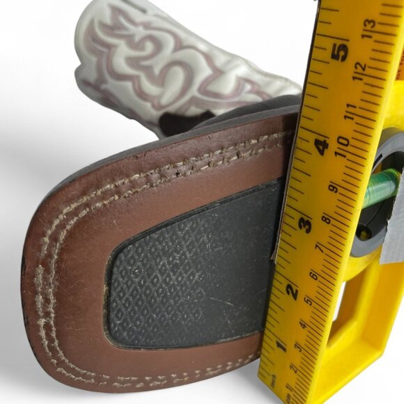 Laredo White Brown Square Toe Leather Western Cowboy Cowgirl Boots Women's 8 M - Picture 12 of 13